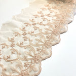 Load image into Gallery viewer, Light Peach 7.5" Wide Embroidered Lace Trim
