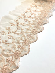 Load image into Gallery viewer, Light Peach 7.5" Wide Embroidered Lace Trim