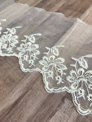 Load image into Gallery viewer, Off White 6" Wide Embroidered Lace Trim