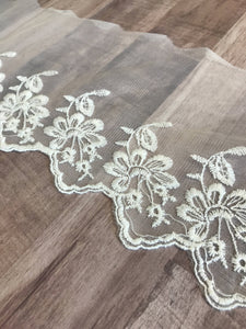 Off White 6" Wide Embroidered Lace Trim