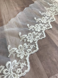 Off White 6" Wide Embroidered Lace Trim