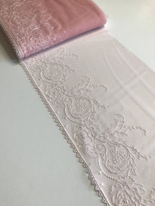 Light Pink & White 8.5" Wide Embroidered Lace Trim