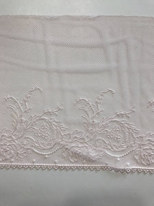Light Pink & White 8.5" Wide Embroidered Lace Trim