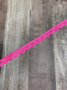 Neon Pink .5" Wide Stretch Lace