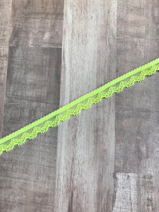Neon Yellow .5" Wide Stretch Lace