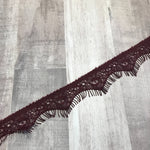 Load image into Gallery viewer, 3Yds Wine 1" Wide Eyelash Lace Trim
