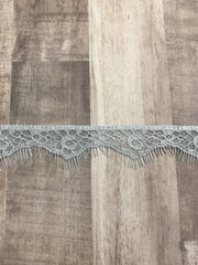 Load image into Gallery viewer, 3Yds Silver 1&quot; Wide Eyelash Lace Trim
