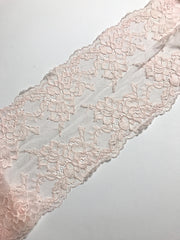 Load image into Gallery viewer, 1YD 7IN REMNANT; Light Peach 6.5&quot; Wide Stretch Lace
