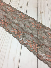 Load image into Gallery viewer, Mocha &amp; Orange 6&quot; Wide Stretch Lace
