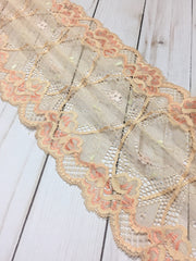 Load image into Gallery viewer, Pink &amp; Peach 7&quot; Wide Stretch Lace
