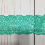 Load image into Gallery viewer, Dark Mint 2.25" Wide Heart Stretch Lace
