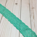 Load image into Gallery viewer, Dark Mint 2.25" Wide Heart Stretch Lace
