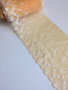 Clementine & White 8" Wide Embroidered Lace Trim