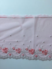 Load image into Gallery viewer, Pink/Silver 7&quot; Wide Embroidered Lace Trim
