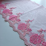Load image into Gallery viewer, Pink 10" Wide Embroidered Lace Trim
