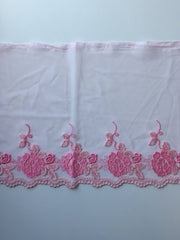 Load image into Gallery viewer, Pink 10" Wide Embroidered Lace Trim