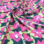 Load image into Gallery viewer, Pink &amp; Green Floral Nylon Spandex
