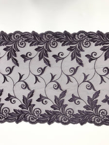 Dark Purple 9" Wide Embroidered Lace Trim