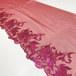 Load image into Gallery viewer, Red &amp; Fuchsia 8.75" Wide Embroidered Lace Trim
