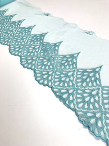 Blue 7" Wide Embroidered Lace Trim