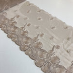 Load image into Gallery viewer, Light Mocha 8" Wide Embroidered Lace Trim
