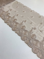 Load image into Gallery viewer, Light Mocha 8" Wide Embroidered Lace Trim