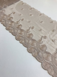 Light Mocha 8" Wide Embroidered Lace Trim