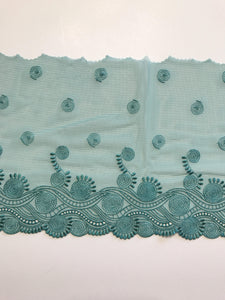 Dark Mint 8" Wide Embroidered Lace Trim