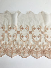 Load image into Gallery viewer, Light Peach 7.5" Wide Embroidered Lace Trim