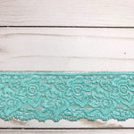 Load image into Gallery viewer, Aqua 2.25" Wide Stretch Lace
