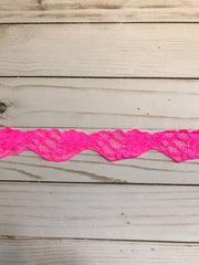 Load image into Gallery viewer, Neon Pink 1.25&quot; Wide Stretch Lace
