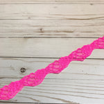 Load image into Gallery viewer, Neon Pink 1.25" Wide Stretch Lace
