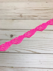 Load image into Gallery viewer, Neon Pink 1.25&quot; Wide Stretch Lace
