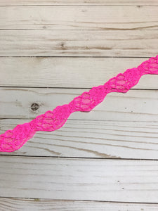 Neon Pink 1.25" Wide Stretch Lace