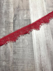Load image into Gallery viewer, 3YDS Red 1" Wide Eyelash Lace Trim