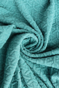 Ocean Blue Interwoven Squares Quilted Knit | By The Half Yard