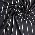 Load image into Gallery viewer, Black &amp; Ivory Vertical Stripe Double Brushed Poly
