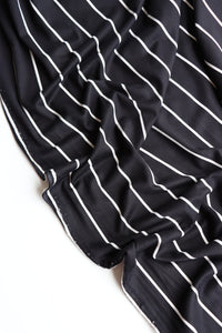 Black & Ivory Vertical Stripe Double Brushed Poly