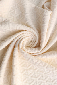 Ivory Interwoven Squares Quilted Knit | By The Half Yard
