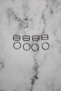 2 Sets of Silver 3/8" (10mm) Bra Rings & Sliders