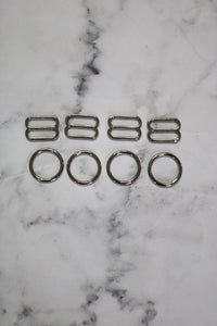 2 Sets of Silver 1/2" (12mm) Bra Rings & Sliders
