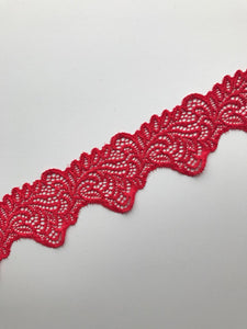 Red 2.25" Wide Stretch Lace