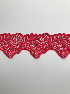 Red 2.25" Wide Stretch Lace