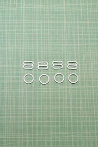 2 Sets of White 3/8" (11mm) Nylon Coated Bra Rings & Sliders