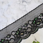 Load image into Gallery viewer, Black Shimmer 4" Wide Embroidered Tulle Lace Trim
