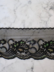 Load image into Gallery viewer, Black Shimmer 4" Wide Embroidered Tulle Lace Trim