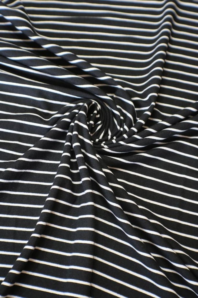 Black & White Stripe Double Brushed Poly | Surge Fabric Shop