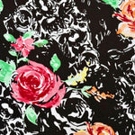 Load image into Gallery viewer, Fuchsia &amp; Orange Roses Rayon Challis
