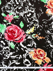 Load image into Gallery viewer, Fuchsia &amp; Orange Roses Rayon Challis