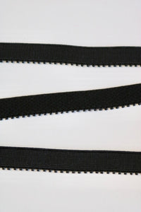 Black 1/2" (12mm) Plush Back Picot Elastic